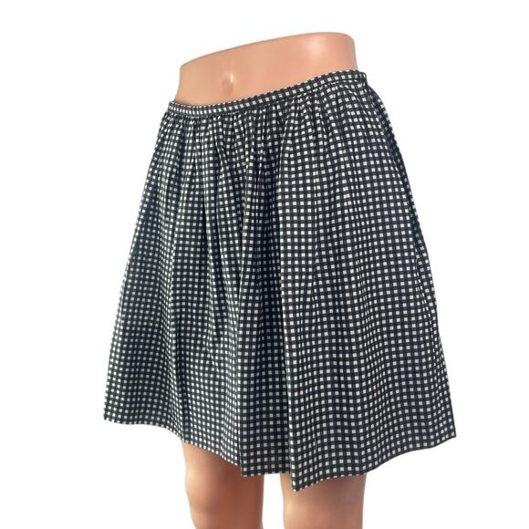 Madewell Black White Gingham Checkered High Waist A Line Pleated Mini Skirt Sz 2 - Picture 3 of 6
